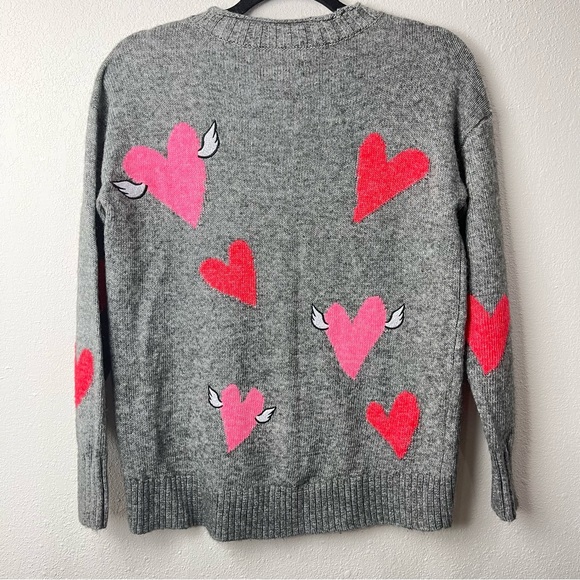 LOFT Lou & Grey Grey W/Pink & Red Hearts Sweater Valentines Sz. S - Picture 3 of 7